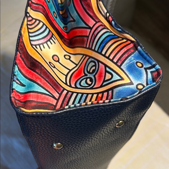 Chula Handheld Women’s Handbag - Navy with Multicolor Mandala Detail - Picture 12 of 12